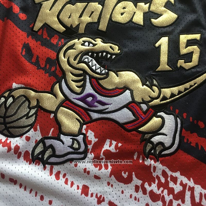 Camiseta Toronto Raptors Vince Carter #15 Mitchell & Ness Negro Rojo